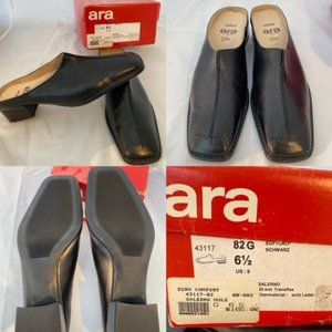 Ara Flex Euro Comfort Salerno Mule Shoes Black 1 3/4" Heel Size 3G New